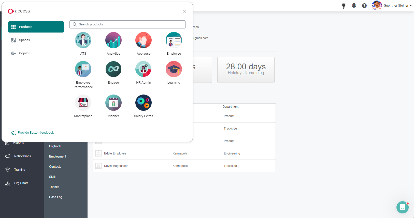 screenshot of Access PeopleHR